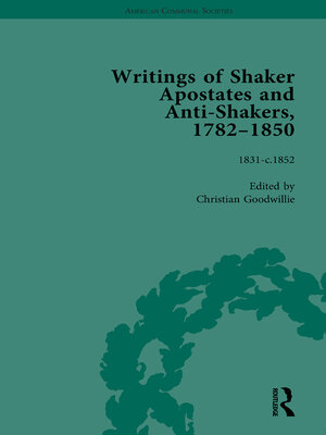 cover image of Writings of Shaker Apostates and Anti-Shakers, 1782-1850 Vol 3